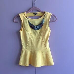 River Island Bright Yellow Peplum Sleeveless Top